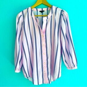 Ann Taylor Striped Button-Up Shirt - XS